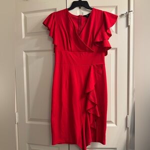 Elegant Red Ruffle Dress NWTs